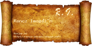 Rencz Imogén névjegykártya